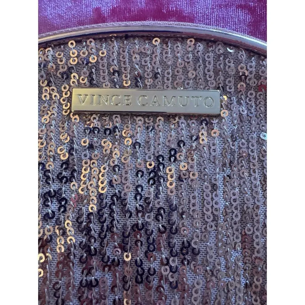 Vince Camuto Sequin Cosmetic Bag Makeup Pouch Rose Gold - Picture 2 of 6